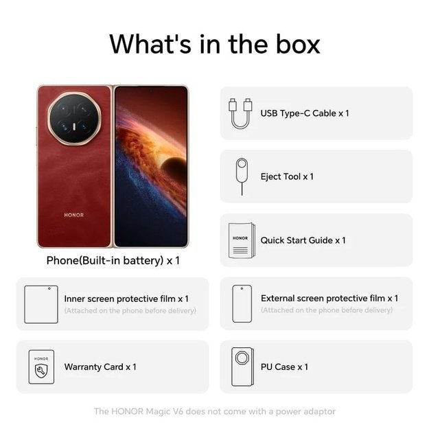 Honor MAGIC V6 16.6 cm (6.52 ) Hybrid Dual SIM 5G USB Type-C 16 GB 512 GB 6660 mAh Red