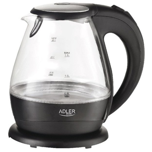 Kettle Adler | Kettle | AD 1224 | Standard | 2000 W | 1.5 L | Glass | 360&deg; rotational base | Black