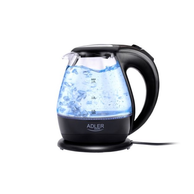 Kettle Adler | Kettle | AD 1224 | Standard | 2000 W | 1.5 L | Glass | 360&deg; rotational base | Black