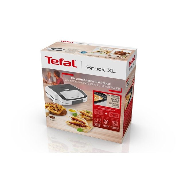 TEFAL | Wafle Maker Snack XL | SW701110 | 850 W | Number of pastry 2 | Belgium | White/Grey