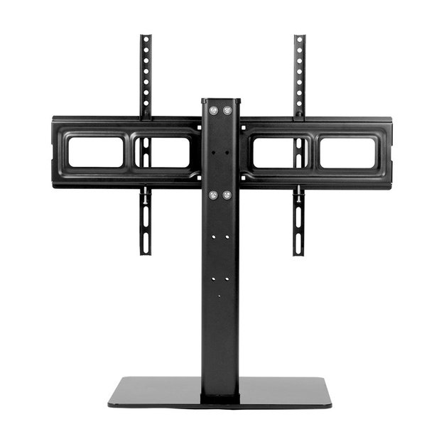 Maclean MC-386 Universal TV Stand Base for Cabinet Dresser Table Desk 32  - 75  40kg VESA 35&deg; Rotating Temepred Glass