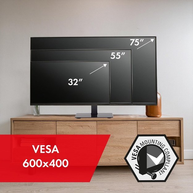 Maclean MC-386 Universal TV Stand Base for Cabinet Dresser Table Desk 32  - 75  40kg VESA 35&deg; Rotating Temepred Glass