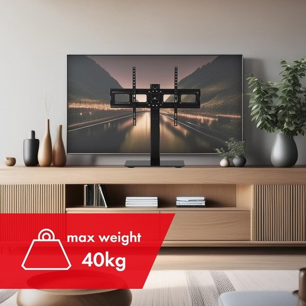 Maclean MC-386 Universal TV Stand Base for Cabinet Dresser Table Desk 32  - 75  40kg VESA 35&deg; Rotating Temepred Glass