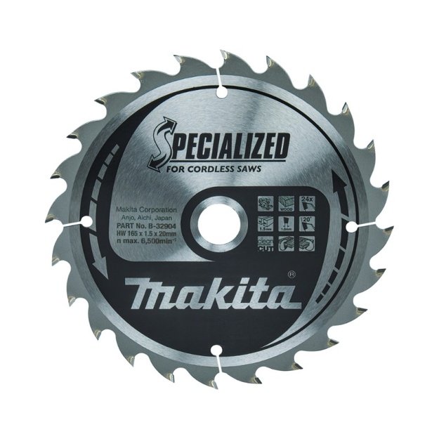 Medžio pjovimo diskas MAKITA 165x20x1,5 24T 20&deg;