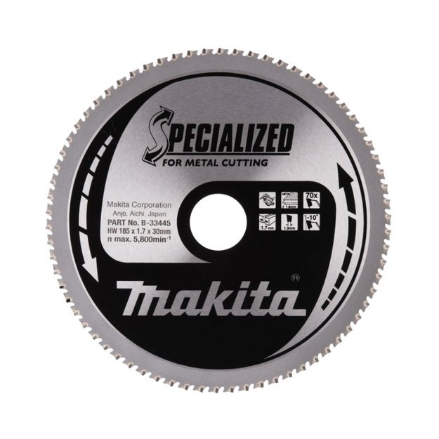 Pjovimo diskas metalui MAKITA 185x30x1,7mm T70 -10&deg;
