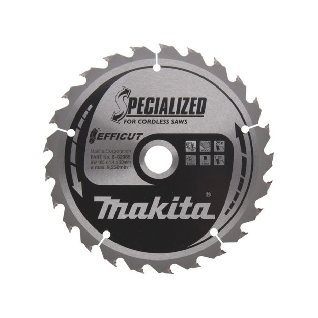 Pjovimo diskas medienai MAKITA Efficut 165x1,4x20mm T25 23&deg;