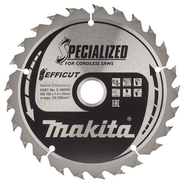 Pjovimo diskas medienai MAKITA Efficut 150x20x1,4mm 25T 23&deg;