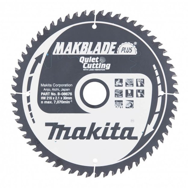 Pjovimo diskas MAKITA Makblade plus 216x30x2,1mm 60T 5&deg;