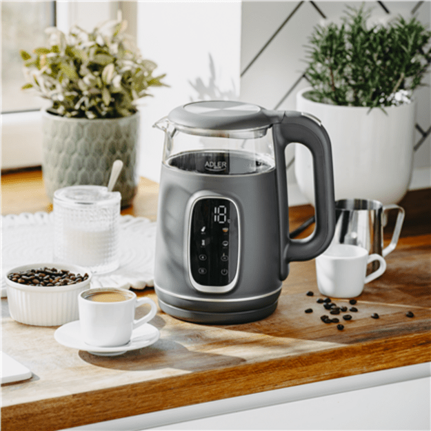 Adler Kettle with LED Display | AD 1305 | Electric | 2200 W | 1.7 L | Plastic | 360&deg; rotational base | Grey