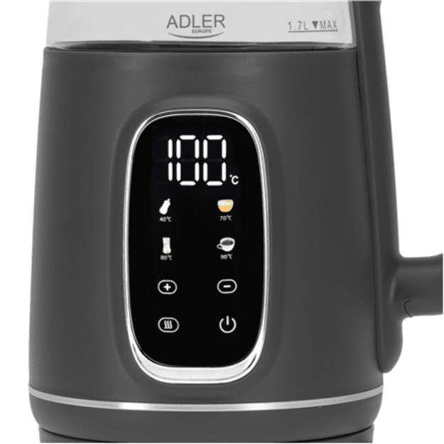 Adler Kettle with LED Display | AD 1305 | Electric | 2200 W | 1.7 L | Plastic | 360&deg; rotational base | Grey