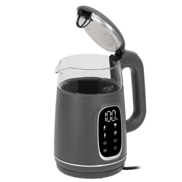 Adler Kettle with LED Display | AD 1305 | Electric | 2200 W | 1.7 L | Plastic | 360&deg; rotational base | Grey