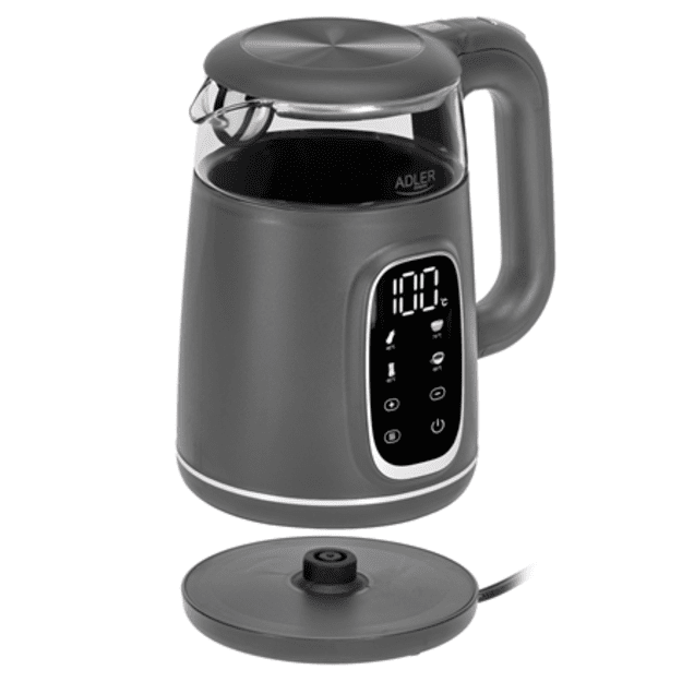 Adler Kettle with LED Display | AD 1305 | Electric | 2200 W | 1.7 L | Plastic | 360&deg; rotational base | Grey