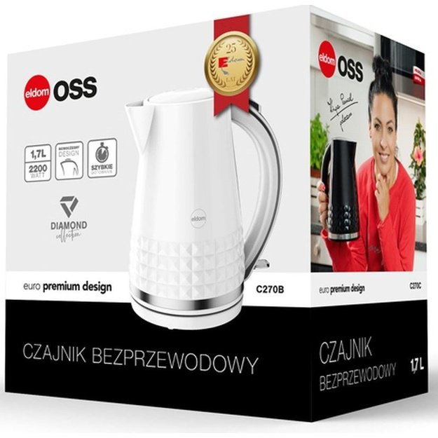 ELDOM C270B OSS kettle, 1.7 l capacity, 2150 W power, white