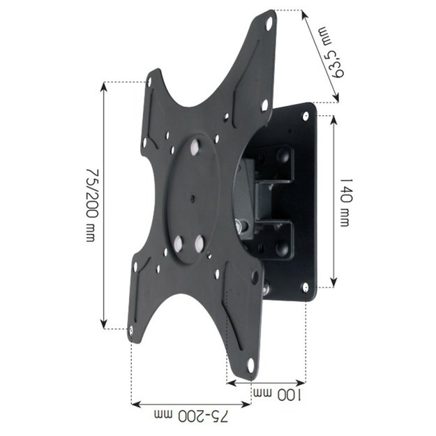 Techly 19-37  Wall Bracket for LED LCD TV Tilt 1 Swivel Black  ICA-LCD 2900B