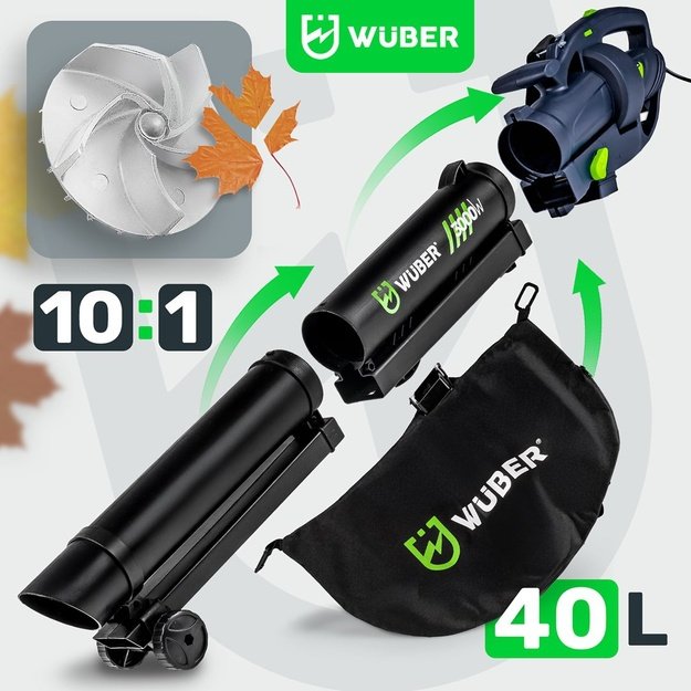WUBER W43420 electric leaf blower 3000W with shredder 10:1
