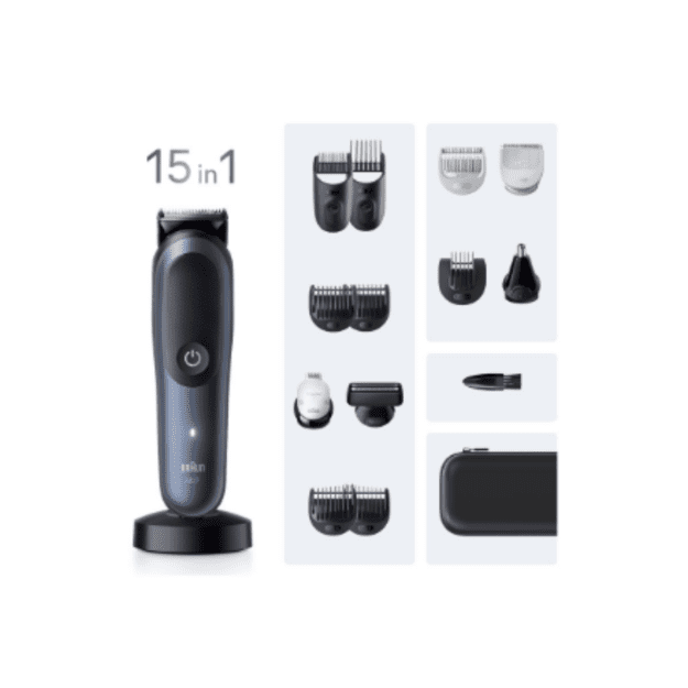 Braun Hair Trimmer | All-in-One Series 7 AIO7580 | Cordless | Wet & Dry | Number of length steps 14 | Blue/Black
