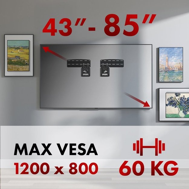 Maclean TV bracket, compatible with Samsung QLED TVs, 43 -85 , max. 60kg, MC-806 N