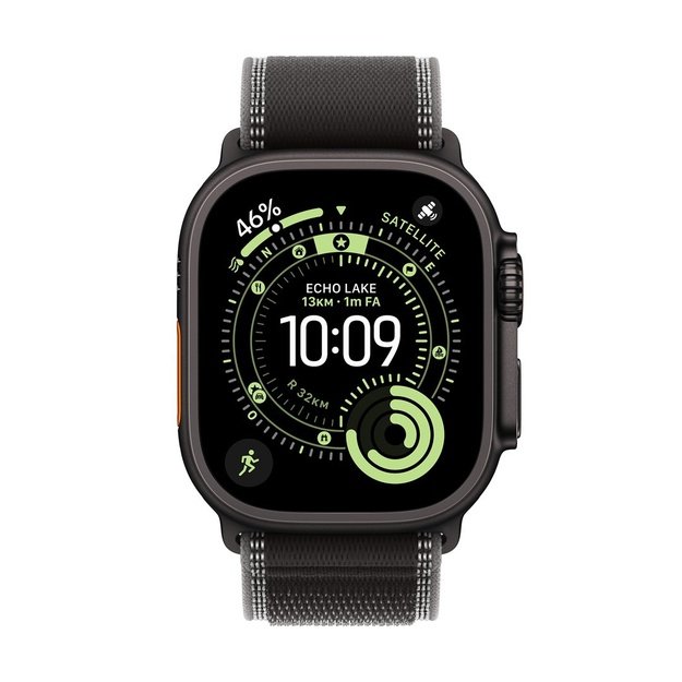 Apple Watch Ultra 3 GPS + Cellular 49mm Black Titanium Case with Black/Charcoal Trail Loop - S/M
