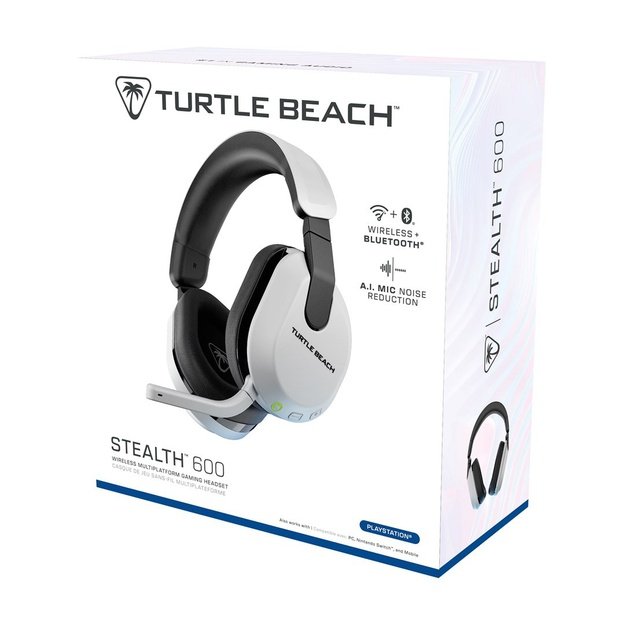 Turtle Beach Stealth 600 White PlayStation Wireless Gaming Headset with up to 80 hour Battery, 50mm Speakers and Bluetooth for