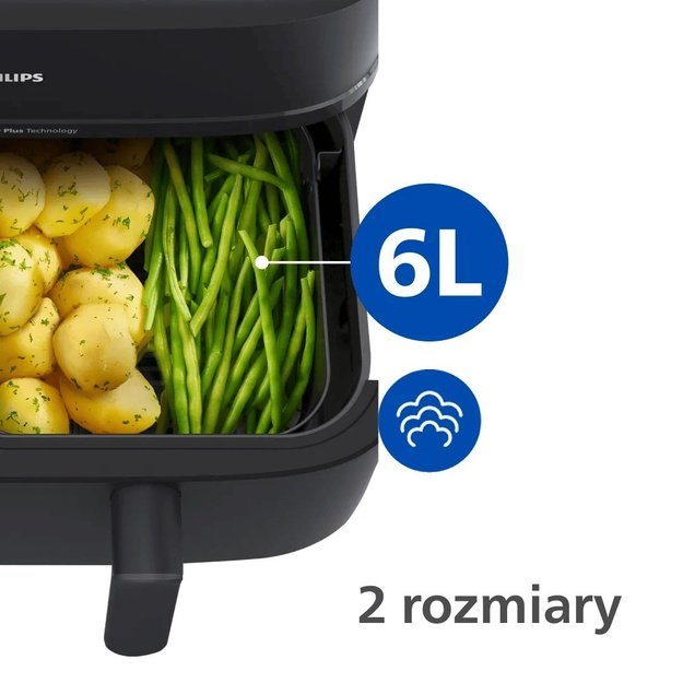 Philips 5000 series NA550/00 fryer Double 9 L Stand-alone 2750 W Hot air fryer Black