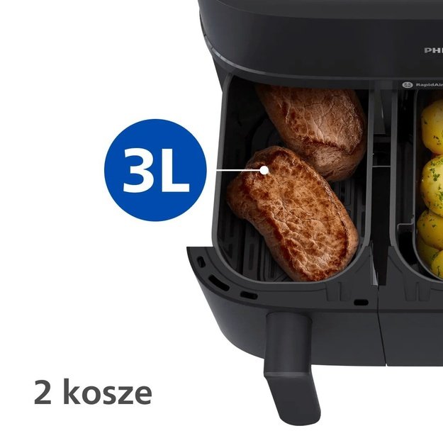 Philips 5000 series NA550/00 fryer Double 9 L Stand-alone 2750 W Hot air fryer Black