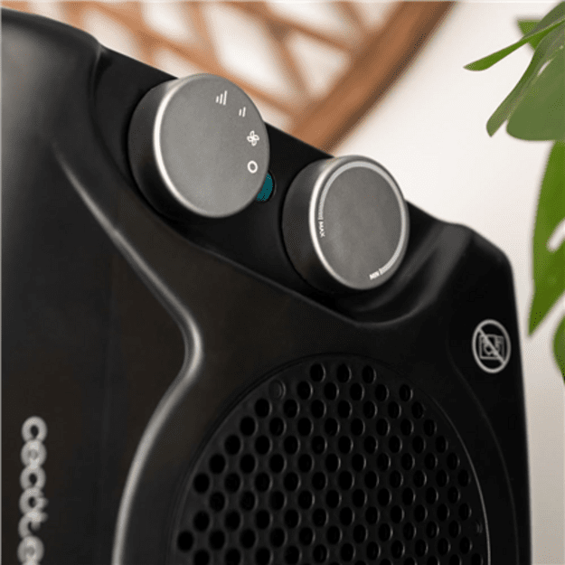 Cecotec ReadyWarm 2000 Max Dual Black | Fan heater | 2000 W | Number of power levels 3 | Suitable for rooms up to 20 m&sup2; | Black