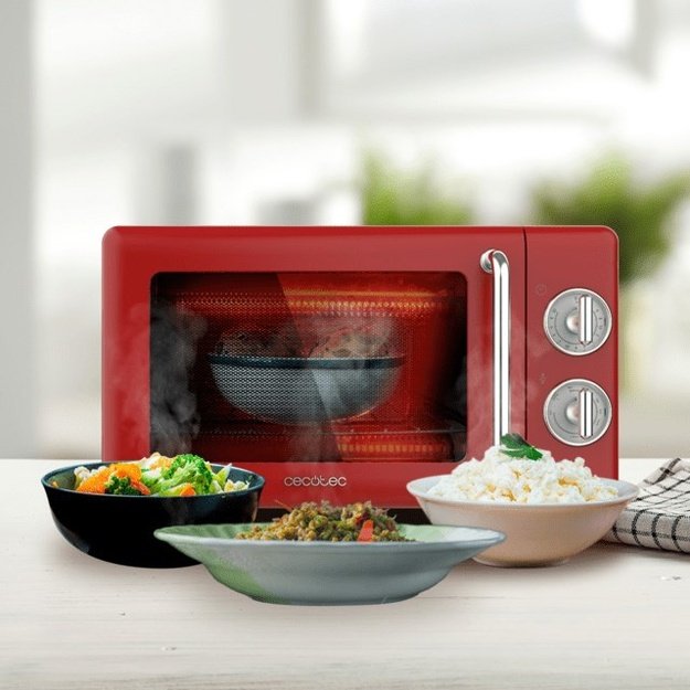 Cecotec 01710 microwave Red, Stainless steel Grill microwave Countertop 20 L 700 W