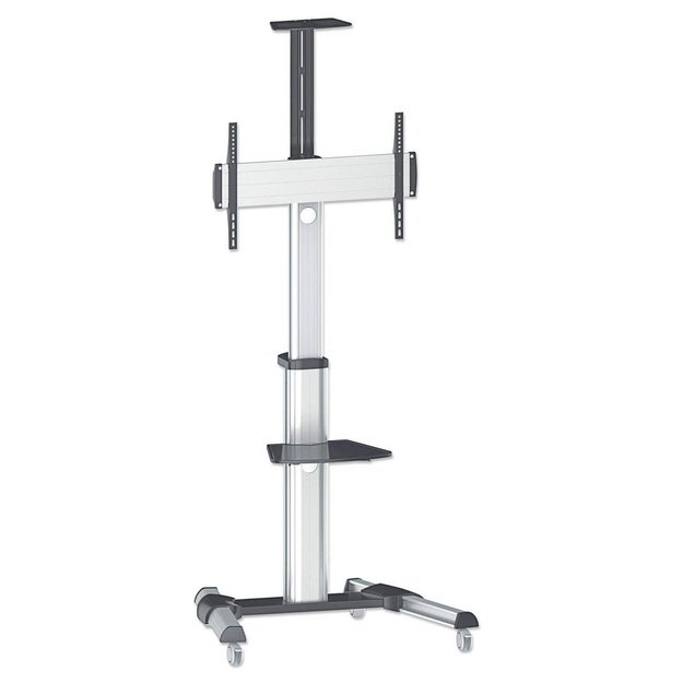 Manhattan TV and Monitor Mount, Trolley Stand, 1 screen, Screen Sizes: 37-65 , Silver, VESA 200x200 to 600x400mm, Max 50kg,