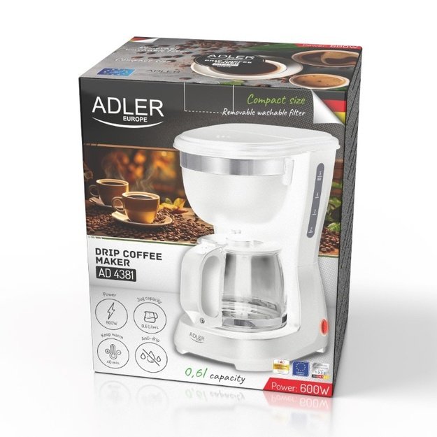 Adler Coffee Maker | AD 4381w | Drip | 600 W | White