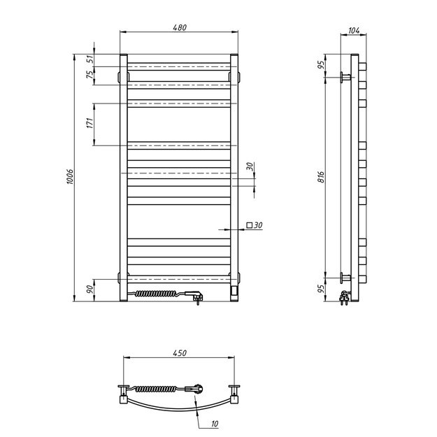 NAVIN Avalon 480*1000 Sensor kairė baltas 12-103153-4810