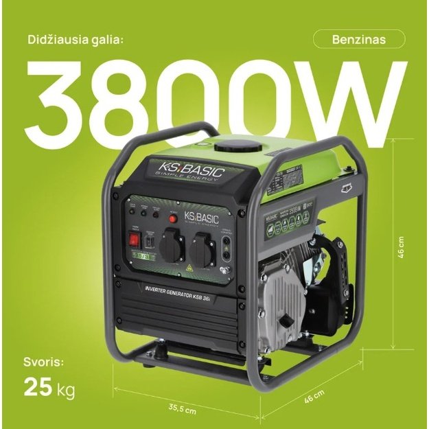 Inverterinis benzininis generatorius K&Ouml;NNER  amp S&Ouml;HNEN KSB 36i, 3,5 kW