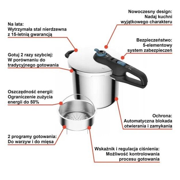 Pressure cooker TEFAL SECURE TRENDY 8L P2584401 1