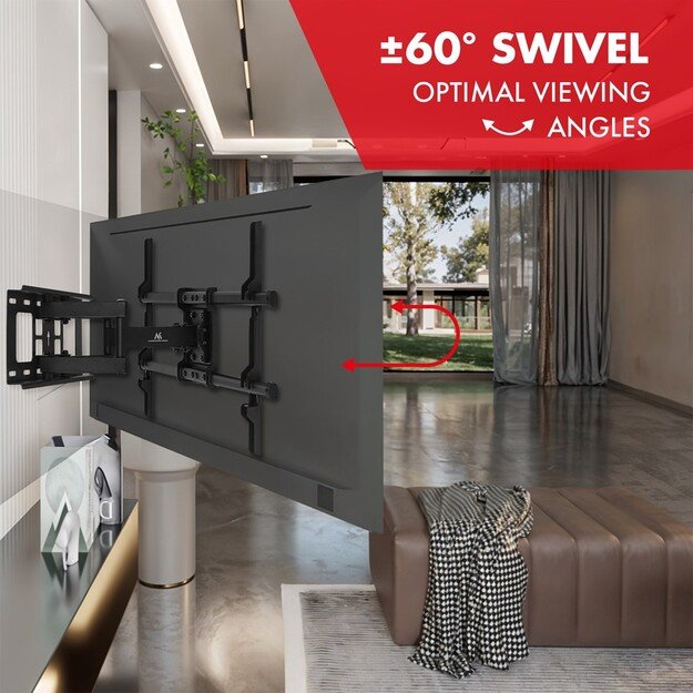 Maclean TV Mount, max VESA 600x400, 32-85 , 60kg, horizontal and vertical angle adjustment, profile 65-390mm, black, MC-789 10