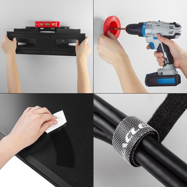 Maclean TV Mount, max VESA 600x400, 32-85 , 60kg, horizontal and vertical angle adjustment, profile 65-390mm, black, MC-789