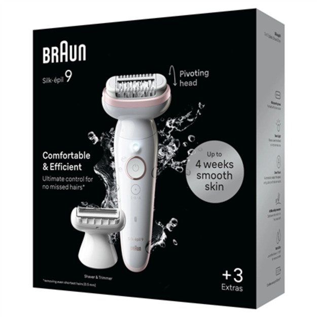 Braun Epilator | SES9-030 Silk &eacute;pil 9 | Operating time (max) 50 min | Number of power levels 2 | Wet & Dry | White/Rose 1