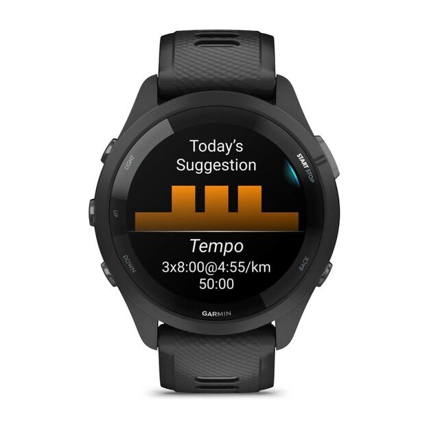 Garmin Forerunner 265 3.3 cm (1.3 ) AMOLED 46 mm Digital 416 x 416 pixels Touchscreen Black Wi-Fi GPS (satellite) 5