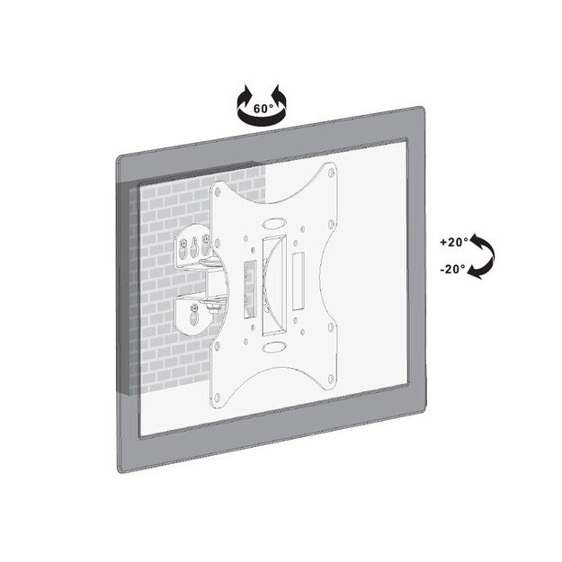 Mount wall for TV Maclean MC-501B (Rotary, Tilting, Wall - 42 , max. 30kg)