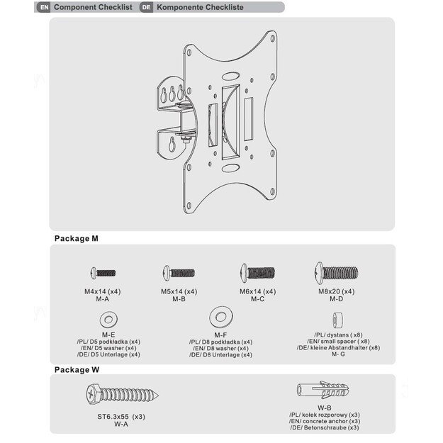 Mount wall for TV Maclean MC-501B (Rotary, Tilting, Wall - 42 , max. 30kg) 3