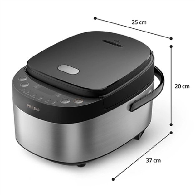 Philips Mini rice cooker | HD3093/80 3000 series | 600 W | 0.85 L | Number of programs 8 | Black/Stainless Steel 2
