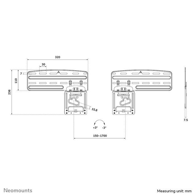 Neomounts WL30-265BL1 TV mount wall 43-85  Samsung screens - ultra-flat 7