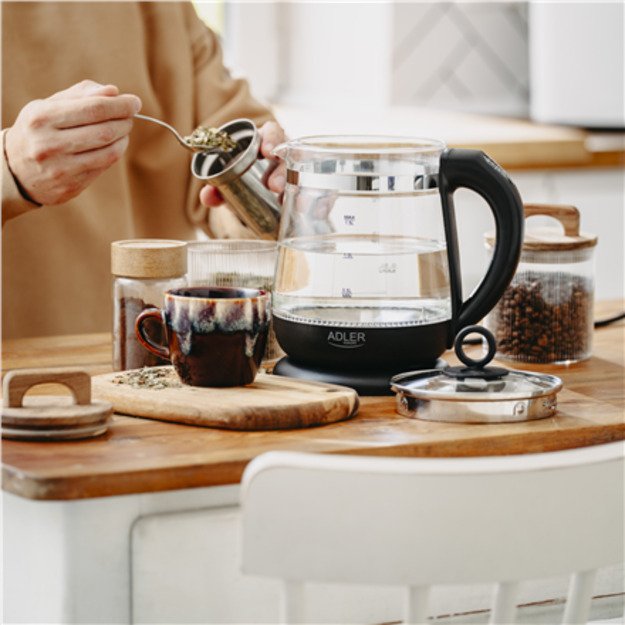 Adler Kettle | AD 1299 | Electric | 2200 W | 1.5 L | Glass | 360&deg; rotational base | Black 2