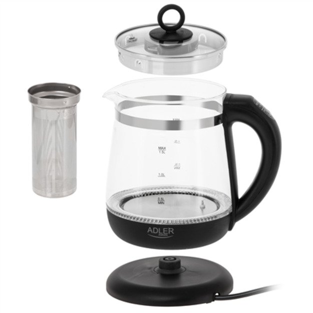 Adler Kettle | AD 1299 | Electric | 2200 W | 1.5 L | Glass | 360&deg; rotational base | Black 5