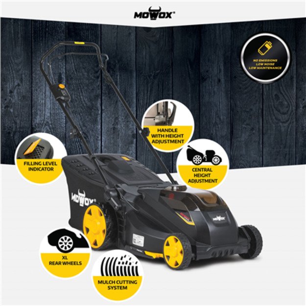 MoWox | 40V Comfort Series Cordless Lawnmower | EM 4340 PX-Li | Mowing Area 350 m² | 2500 mAh | Battery and Charger included