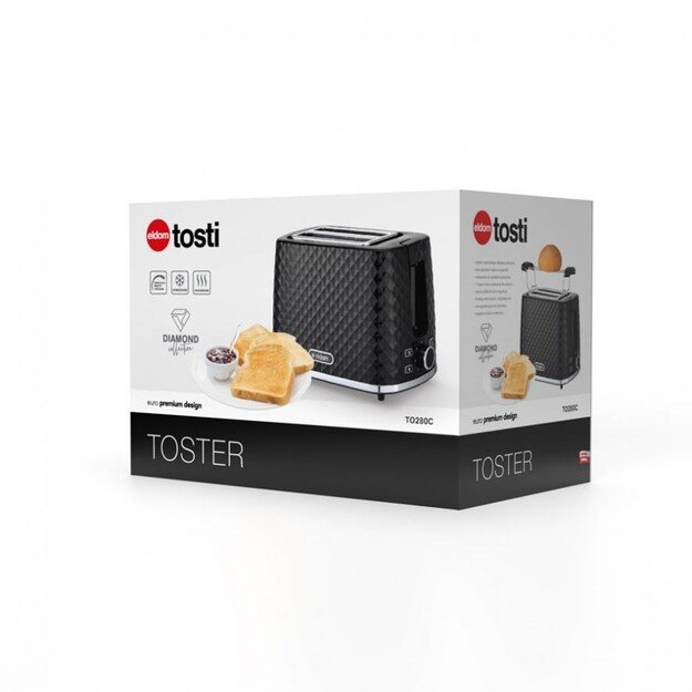 TO280C ELDOM Toaster TOSTI, bun rack, defrost system, black