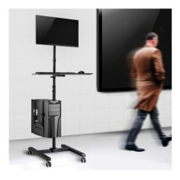 Maclean professional stand, mobile computer station on wheels, max 17 -32 , max 20kg, MC-793