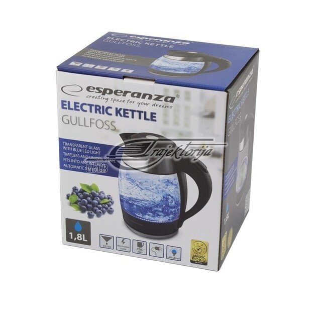 Kettle electric Esperanza Gullfoss EKK009 (2200W 1.8l, transparent color)