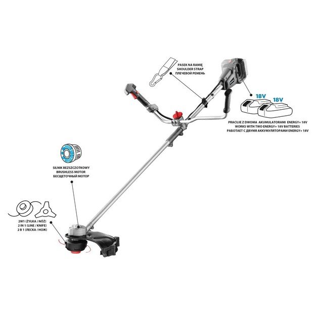 Brushless Cordless Scythe  350 mm Graphite ENERGY+ 36V without battery