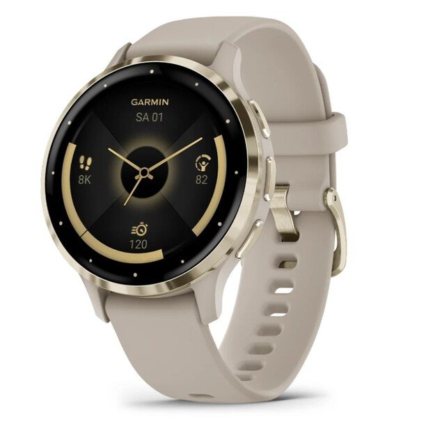 Garmin Venu 3S 3.05 cm (1.2 ) AMOLED 41 mm Digital 390 x 390 pixels Touchscreen Gold, Grey Wi-Fi GPS (satellite)