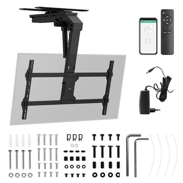 Maclean electric TV mount, ceiling mount, Tuya support, max. VESA 800x400, reg. in pos. +90&deg;~-90&deg;, for TV 43-86 , max. 45kg,
