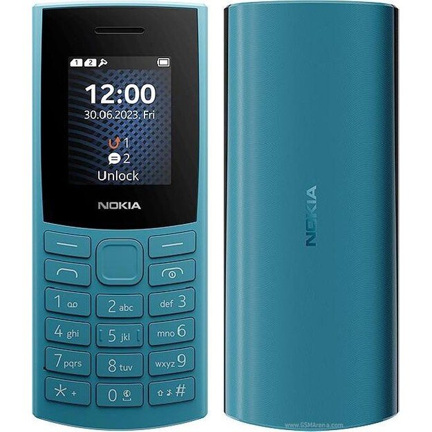 Nokia 105 (2023) TA-1557 Cyan 1.8   TFT LCD 120 x 160  pixels Dual SIM Mini Sim 3G USB version microUSB 1000 mAh